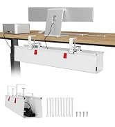 Univivi No Drill Under Desk Cable Management Tray, 28" Cord Organizer for Table, Clamp/Screw Moun...