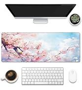 Large Gaming Mouse Pad for Desk,Cherry Blossom Tree Desk Mat for Desktop,Watercolor Floral Desk P...