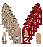 Burlap Wine Bags 12 Pcs Christmas Wine Bottle Bags, Reusable Wine Gift Bags with Drawstrings Tags...