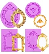 Infovox Baroque Frame Fondant Molds, 4Pcs Vintage Oval Photo Frame Mold | Rococo Accent Chocolate...
