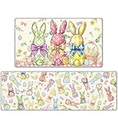 InIsaJace Happy Easter Kitchen Mats, 2PCS Colorful Bow Tie Bunny Kitchen Rugs Non Slip for Floor,...