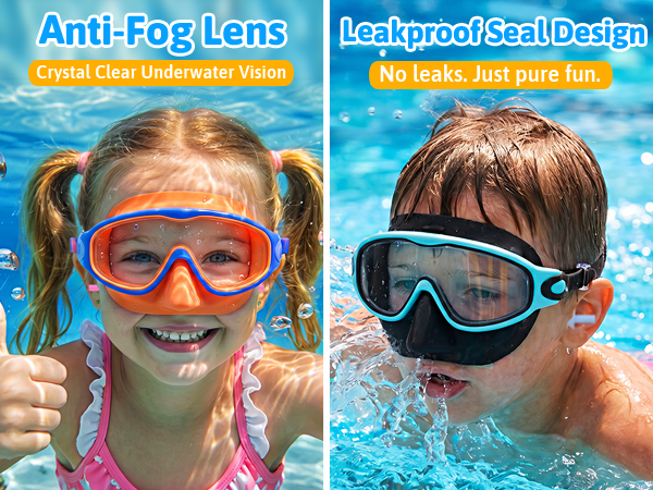 kids swim goggles with nose cover