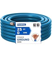 AWELTEC 0 Gauge Wire, 25 Feet Blue Power Ground Cable, Primary Automotive Wires, Copper Clad Alum...