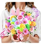 Easter Card, Happy Easter Egg Cards Light and Music, 10Inch Life Sized Forever Daisy Bouquet, 3D ...