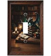 Decorative Art Light Switch Covers Enchanted Library Dragon Single Toggle Wall Plate Decorative S...