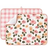 FRESHMINT Printed Dish Drying Mats for Kitchen Counter 2 Pack Absorbent Reversible Drying Mats Mi...