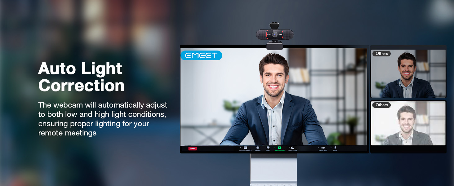 Webcam for pc 4k with Auto Light Correction