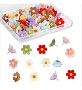 50 Pcs Cute Decorative Flower Push Pins for Bulletin Board, Cork Board Thumbtacks for Classroom, ...