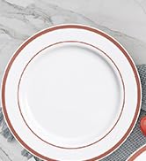 700 Count Rose Gold Dinnerware Set-200 Gold Plastic Plates-300 Rose Gold Plastic Silverware-100 R...