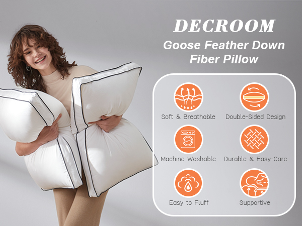 Goose feater down fiber pillow-2