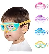 Vvinca Kids Swim Goggles for Kids 3-12, 2024 Upgraded Design with Ear&Nose Plug, Wide View Anit-F...