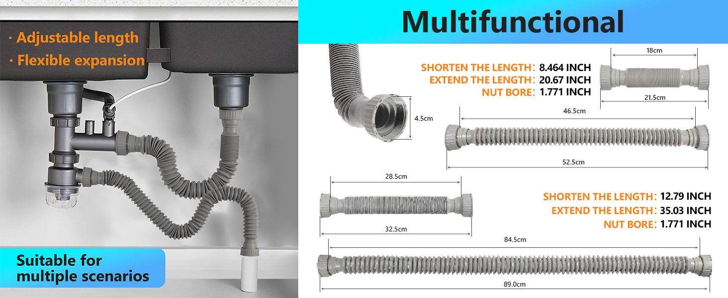 Flexible Drain Pipe P Trap A+4(PC)