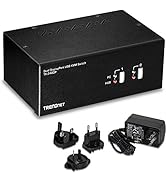 TRENDnet 2-Port Dual Monitor DisplayPort KVM Switch with Audio, 2-Port USB 2.0 Hub, 4K UHD Resolu...