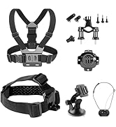 TIMNUT Action Camera Accessories Kits Bundle, 4k Camera Car Suction Cup Mount/Head Strap Mount/Ch...