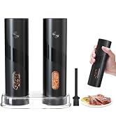 JIDSPWLS Electric Salt and Pepper Grinder Mill Set,Automatic Pepper Mill with LED Light,Battery P...