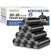 T.FORING 30-35 Gallon Trash Bags Heavy Duty 1.5 Mil,31'' x 39'',100 Count | Large 30+ Gal Black G...