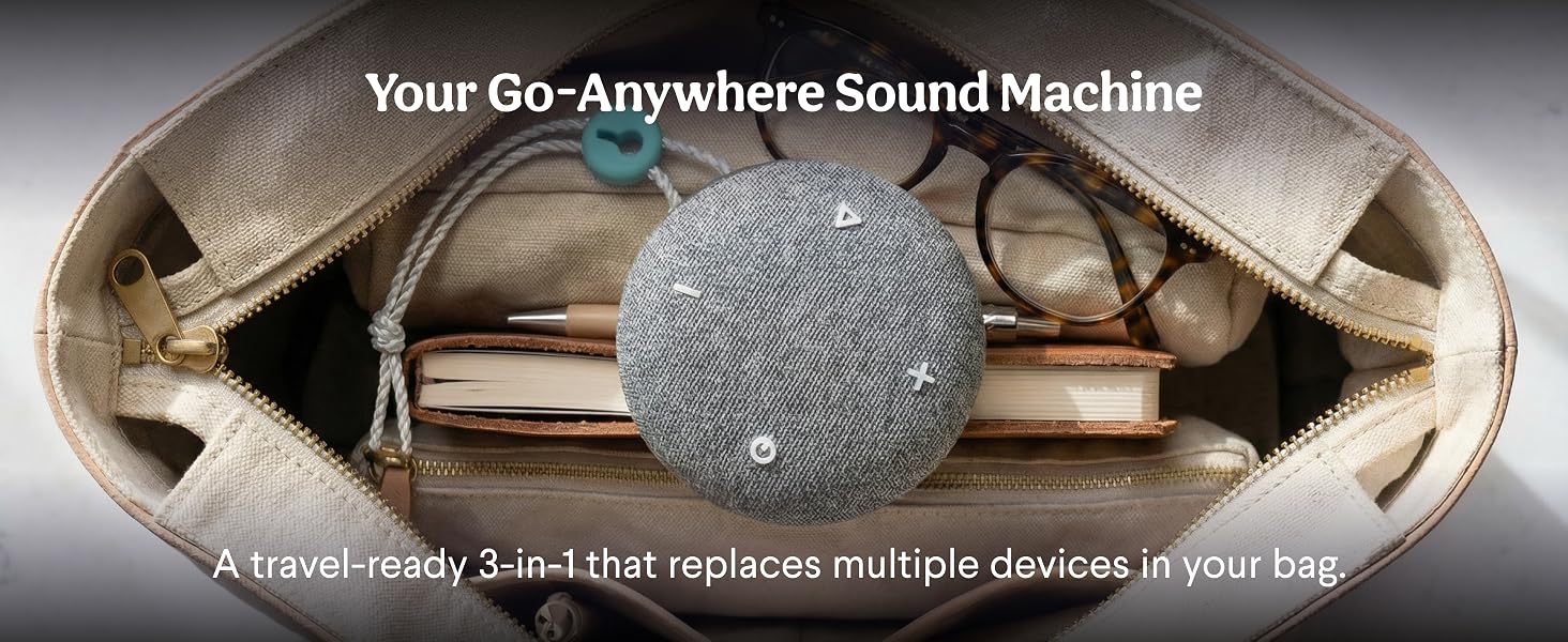 Your Go-Anywhere Sound Machine - a travel-ready 3-in-1 that replaces multiple devices in your bag.