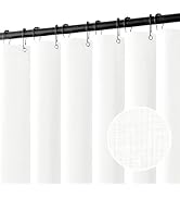 MIULEE Linen Shower Curtain with 12 Metal Hooks Modern Heavy Duty Washable Fabric Shower Curtain ...