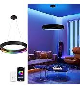 LEONLITE Smart LED Pendant Light, WiFi & APP Voice Control, 28.5" Dimmable Modern 1-Ring Circular...