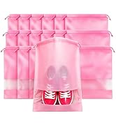 MEEZY 12 Pcs Pink Shoe Bags for Travel Storage Packing Sneakers Beach | 12.6x17.3 in Large Drawst...