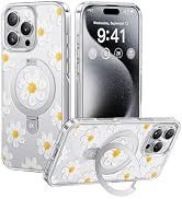 CASEKOO Oil Painting Daisy for iPhone 16 Pro Max Case with Magnetic Ring Stand [Compatible with M...