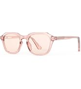 Bloomoak Rose Tinted Migraine Glasses, Retro Acetate Geometric Square Frame | FL-Flex Lens Light ...