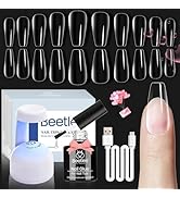 Beetles Gel Nail Kit Easy Nail Extension Set With 500Pcs Medium Coffin Shaped Tips 5 in 1 Nail Gl...