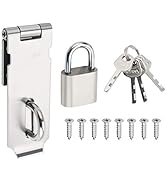 Alise Door Hasp Latch Lock with Padlock,4 Inch SUS 304 Stainless Steel Safety Packlock Clasp Hasp...