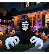 DR.DUDU 6FT Grim Reaper Halloween Inflatable Decorations Outdoor Scary Blow Up Yard Decor with LE...