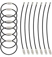 AMUU Keychain Black,Keychain Loop 14 Pack 6.3 Inches Stainless Steel Wire Ring 2mm Cable Rings fo...