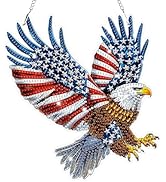 Bowetile Bald Eagle 5D Diamond Art Hanging Kits for Adults, American Flag Diamond Painting Window...