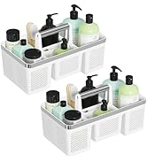 BYUNER 2Pack Plastic Shower Caddy: Portable Shower & Bathroom Caddy Tote with Handle, 4 Divided C...