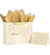Loveinside Wedding Gift Bag - Floral and Always & Forever Text Design with Tissue Paper, Greeting...