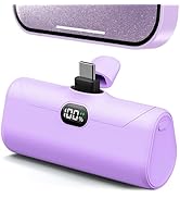 Handy Purple USB C Power Bank Portable Phone Charger With Stand, 5000mah Mini Battery Pack Backup...