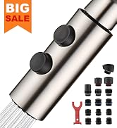 TIORIY Kitchen Faucet Head Replacement - Metal Pull Down Spray Head with 15 Adapters for Kitchen ...