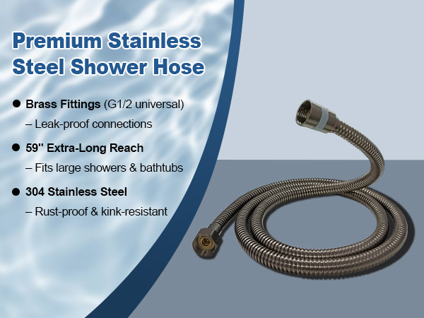 Premium Stainless Steel Shower Hose Brass Fittings – Leak-proof – 304 Stainless Steel