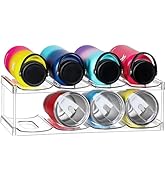 2 Tier Stackable Water Bottle Organizer for Cabinet - Premium Clear Holder for Tumbler, Travel Bo...