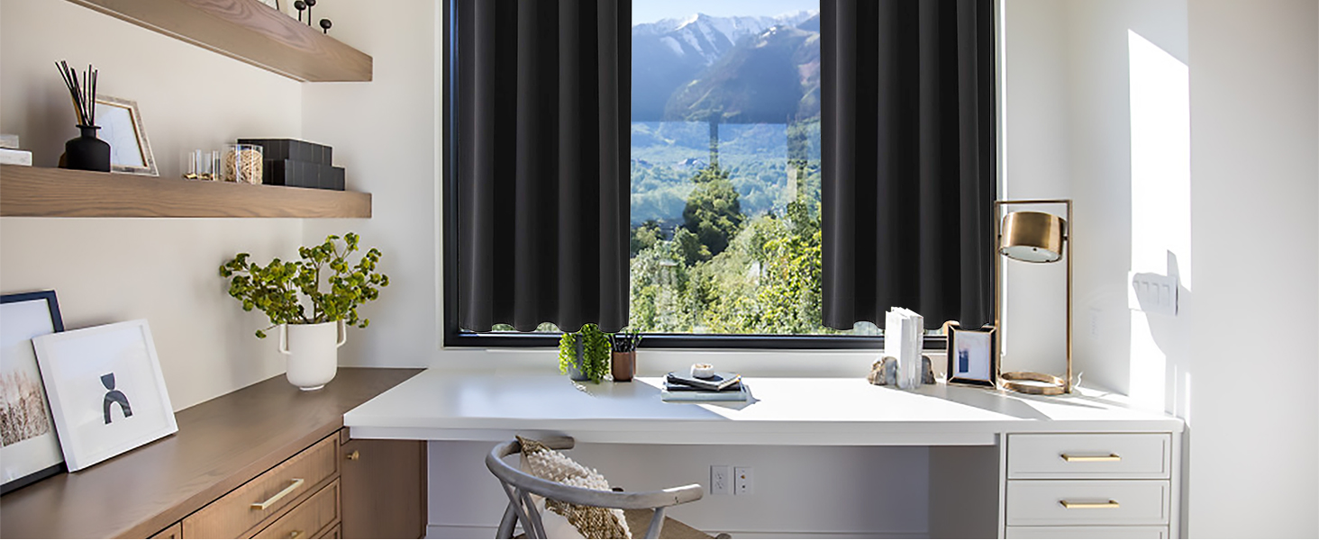 black blackout curtains for office room