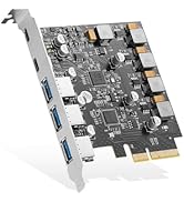 Binardat PCIE to USB 3.2 Gen2 10G Expansion Card, 5 Port 3X USB Type-A and 2X Type-C Ports, Self-...