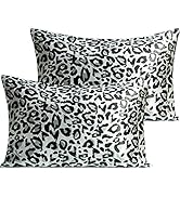 NTBAY 2 Pack Satin Queen Pillowcases for Hair and Skin, Luxurious and Silky Leopard Printed Pillo...