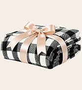 BEDELITE Plaid Fleece Throw Blanket for Couch, Black & White Checkered Flannel Blanket, Cozy & So...