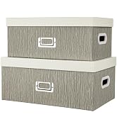 Briful Set of 2 Decorative Storage Boxes with Lids – Gray & White Nesting Organizer Bins, 14'' + ...