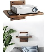 Floating TV Projector Shelf Wall Mount - 1 Tier Wooden Shelf, Walnut Brown | Home Decor, Cable Ma...