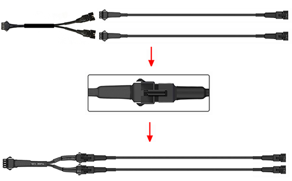 Motorcycle led light extension wire and 2way spiltter