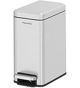 SolaceCove Small Bathroom Trash Can with Soft-Close Lid, 6L/1.6 Gal Stainless Steel Slim Step Gar...