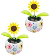 2Pcs Solar Dancing Sunflower Decoration, Sunflower Solar Dancing Flower Solar Dancing Solar Decor...