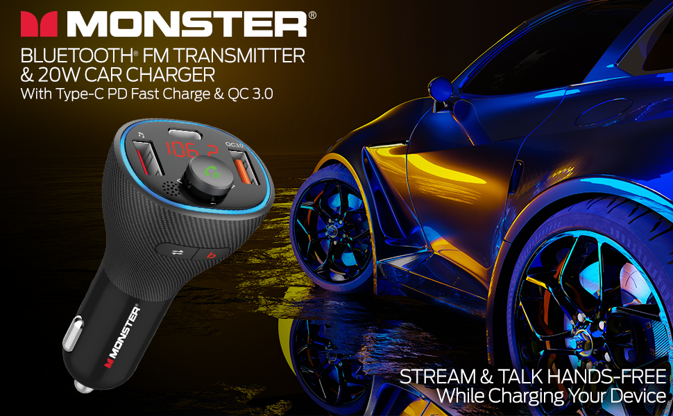 Bluetooth FM Transmitter and 20W Car Charger, FM Transmitters, Bluetooth Transmitters, Car Chargers,