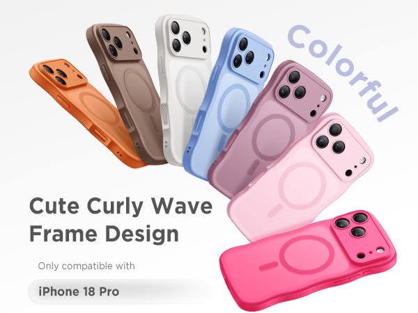 For iPhone 18 Pro Case Compatible with MagSafe Wavy Shockproof Slim Cute Wave Drop Protection