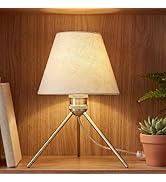 PSDSSHIIS Modern Table Lamp Small Bedside Lamp Metal Linen 13.8 Inches, Soft Light (3000K), Simpl...