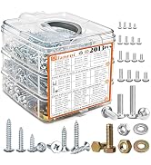 Dianrui 2013 PCS Metric & SAE Nuts and Bolts Assortment Kit, Phillips Pan Head & Flat Head Screws...